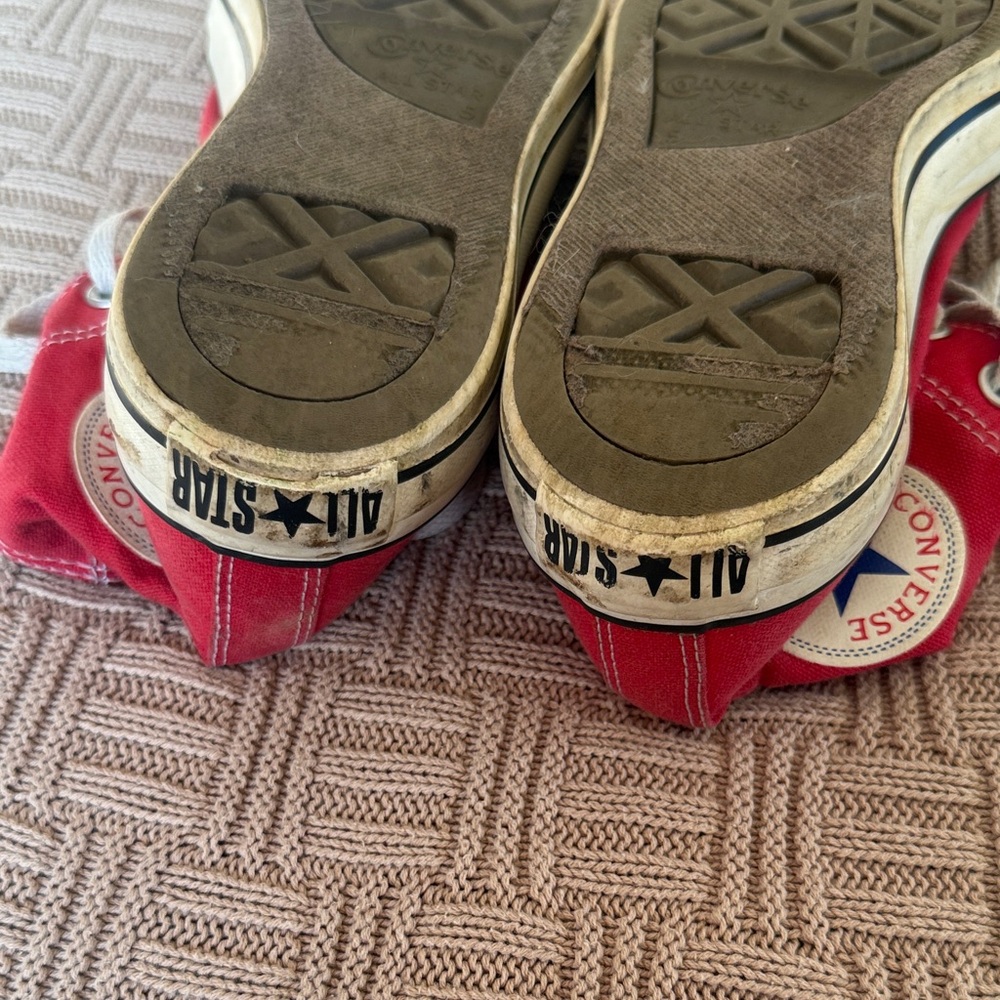 Converse Red High-Top Canvas Sneakers with White Accents - Picture 11 of 13